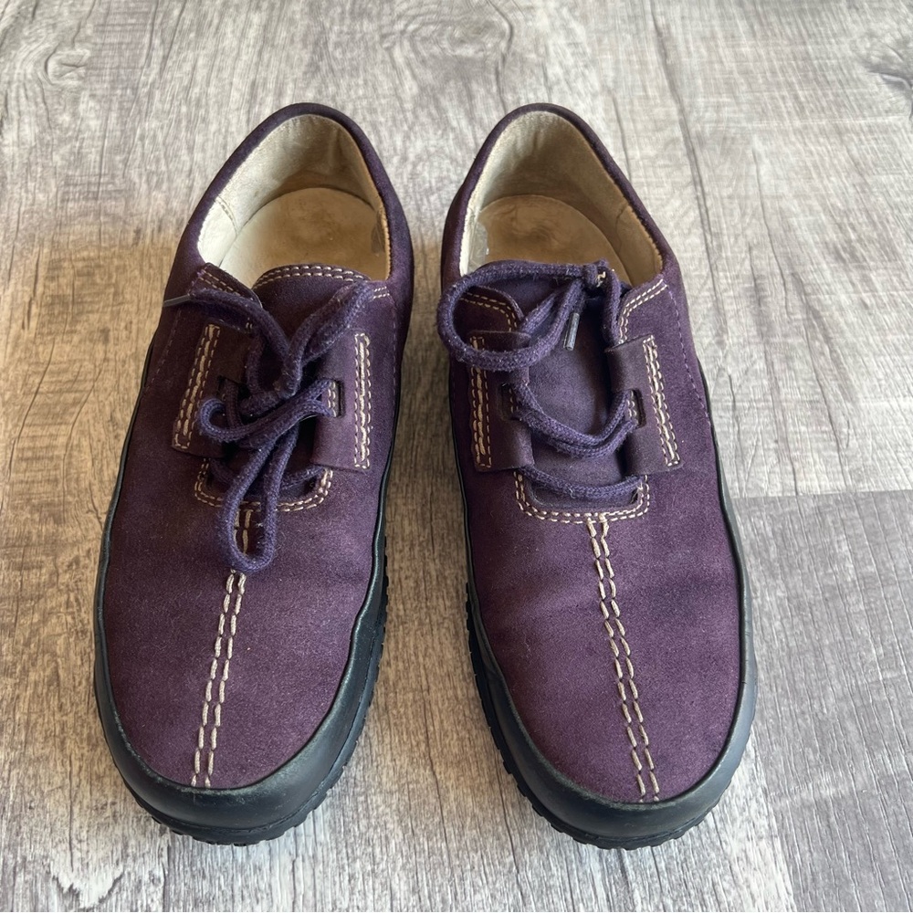 Wolky Women's Suede Slip On Walking Shoe US 36 Anti Slip Heel Purple Shoes